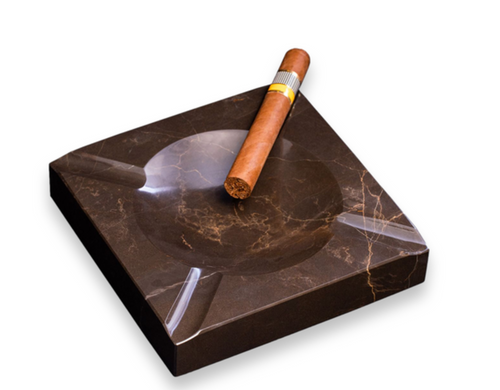 Square Amber "Emperador" Marble Four Cigar Ashtray Square Amber "Emperador" Marble Four Cigar Ashtray
