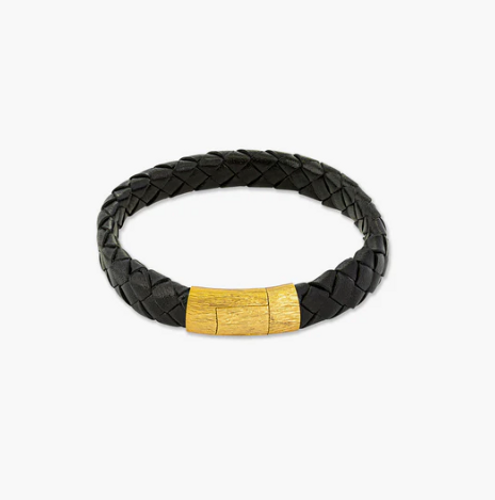 Pop Rigato Double Wrap Leather Bracelet In Black With Black