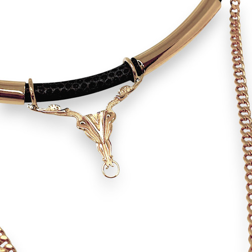 Vaudeville Mini Gray Leather Collar