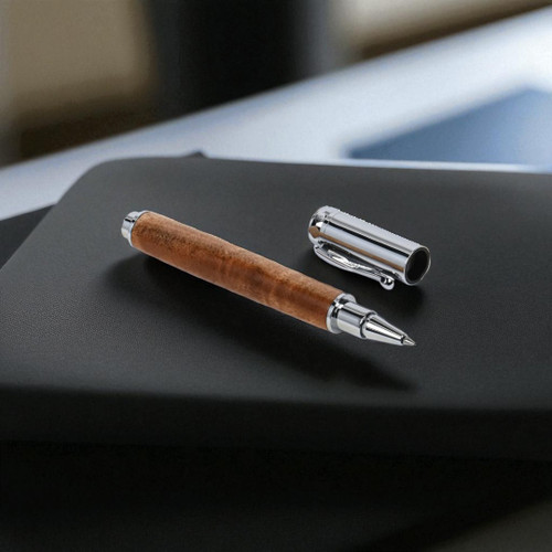 Hawaiian Curly Koa Chrome Magnetic Rollerball