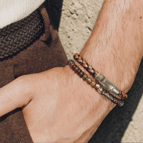 Brown Herringbone Click Bracelet