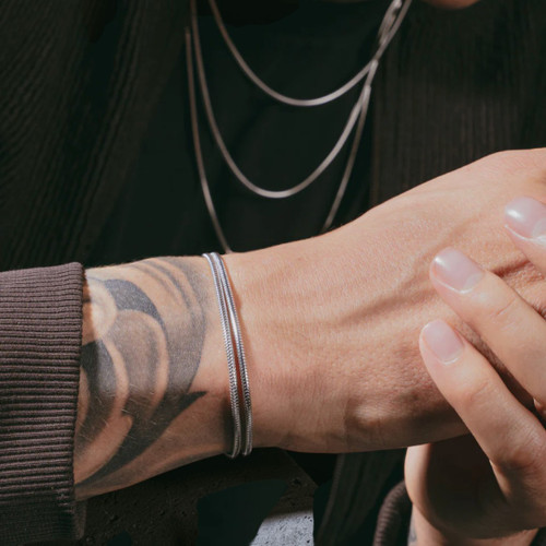 Serpente Chain Rhodium Plated Silver Bracelet