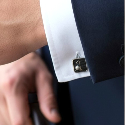 Sports Ice Golf Cufflinks With Black Enamel