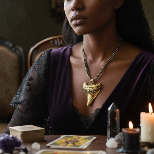 Megalodon Tooth Tubular Necklace Gold