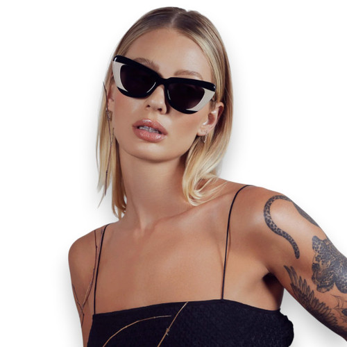 LAFAYETTE - Gloss Black Light Tan Splice w. Rose Gold Metal / Black Lens