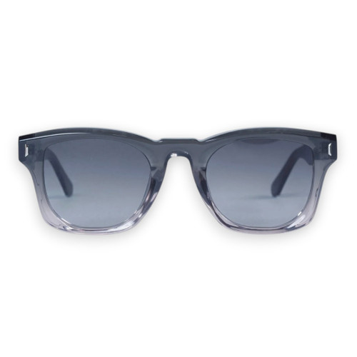 SOLOMON - Transparent Grey Fade to Smokey Crystal w. Silver Metal Trim / Black Gradient Lens