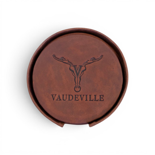 Vaudeville Leather Coasters - Brown