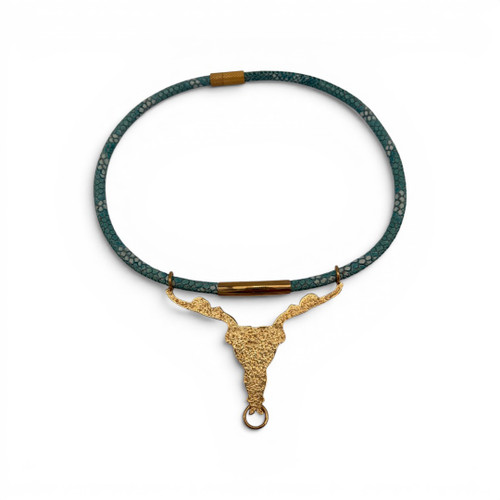 Vaudeville Collar - Turquoise Snake Leather