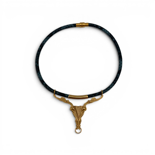 Vaudeville Collar - Blue Snake Leather