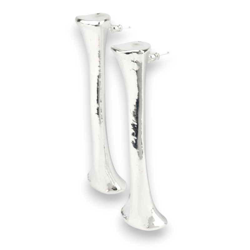 Long Silver Bone Shaped Earrings