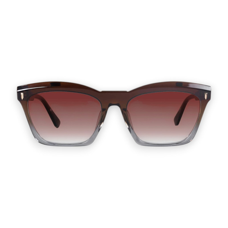 ROYALE - Transparent Chocolate Fade to Crystal w. Gold Metal / Dark Orange Gradient Lens