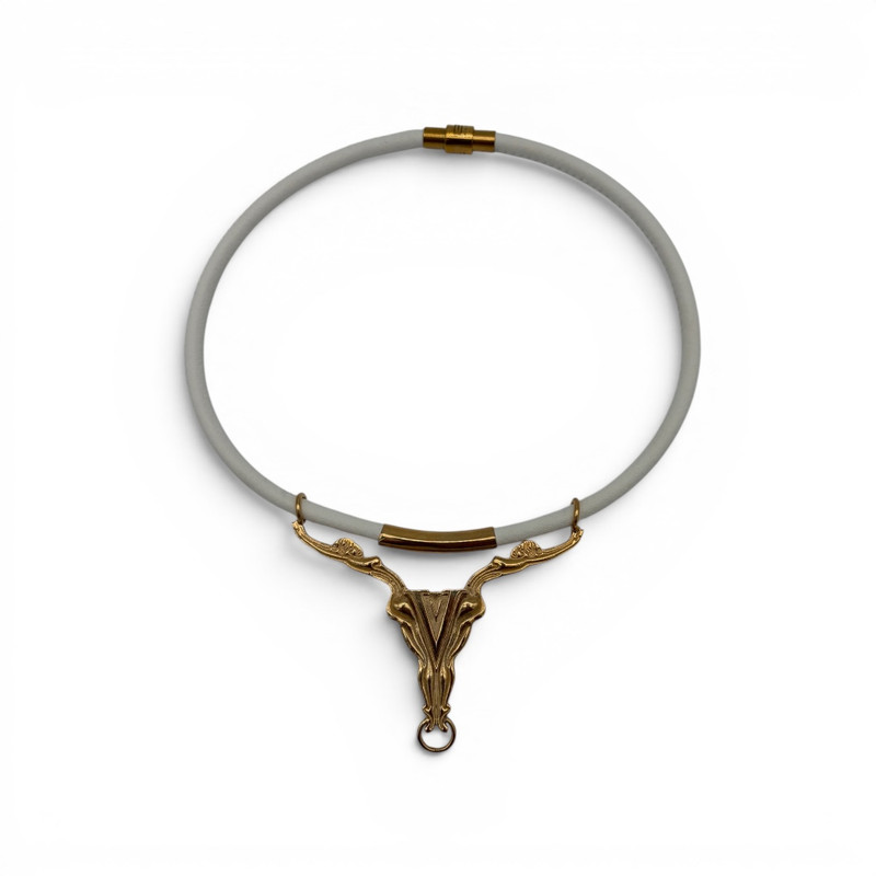 Vaudeville Collar - White leather