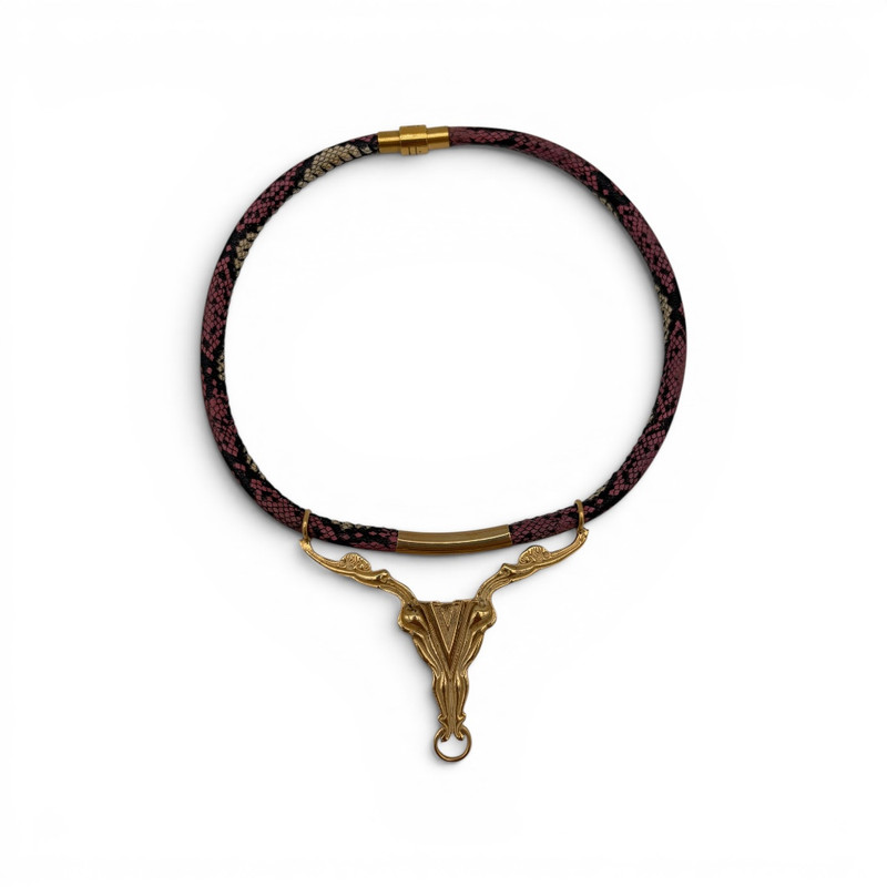 Vaudeville Collar - Rose Snake Leather