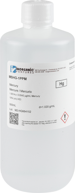 MSHG-1PPM | Inorganic Ventures 1ug/mL MERCURY HCl