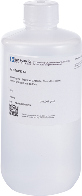 IV-STOCK-59 | Inorganic Ventures 1000 ppm 7 Anion IC Calibration/Quality Control Standard