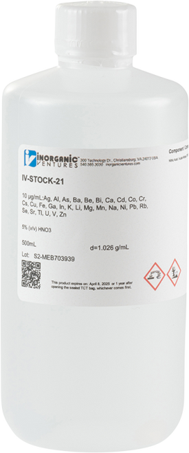 IV-STOCK-21 | Inorganic Ventures 10 ppm 29 Element ICP Calibration/Quality Control Standard