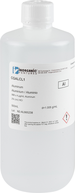 CGALCL1 | Inorganic Ventures 1000ug/mL ALUMINUM/HCL