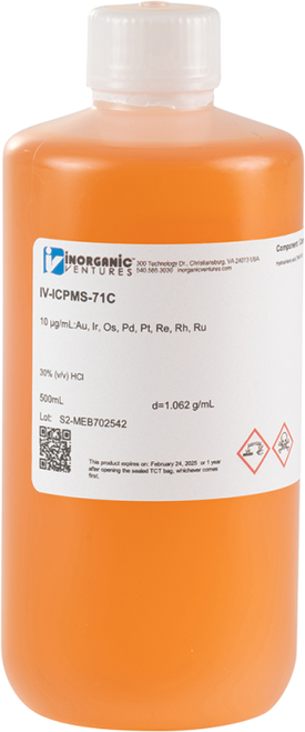 IV-ICPMS-71C | Inorganic Ventures 10 ppm Precious Metal (Osmium) ICP Calibration/Quality Control Standard