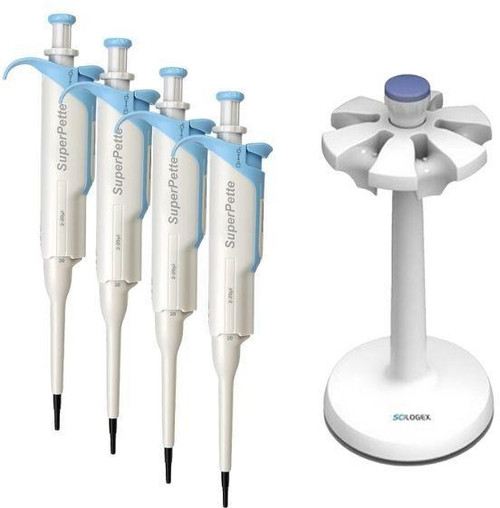 714510B2 | Scilogex SuperPette Pipettor, Starter Kit-2. 0.5-10ul, 2-20ul, 20-200ul, 100-1000ul & Carousel Stand (714510049999, 714510059999, 714510099999, 714510149999 & 710000849999)