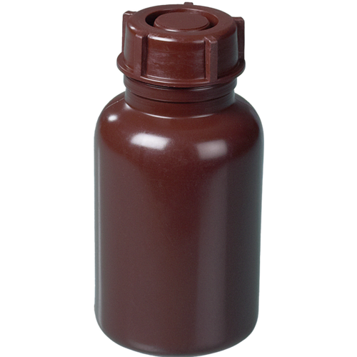0320-0250 | Burkle Wide-necked bottle, LDPE brown, 250ml, w/ cap
