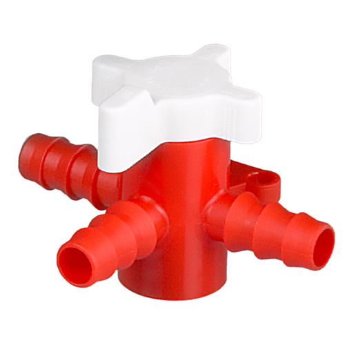 8606-0080 | Burkle Three-way valve, PP/PE, Ø 7-9mm, NW 6mm, red/white