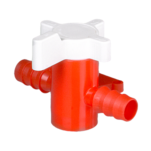 8605-0120 | Burkle Two-way valve, PP/PE, Ø 11-13mm, NW 8mm, red/white