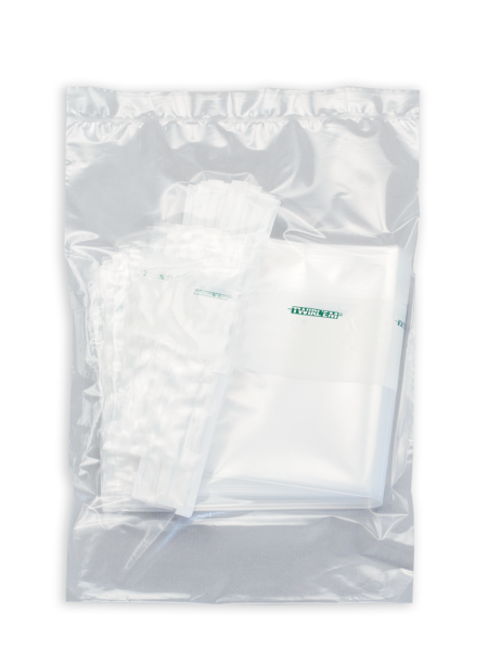 EFR-1015S | LABPLAS TWIRL’EM Safety Tabs - Printed- Closure with 1round wire & 1 flat wire - Double pouch for Clean Room Applications - 10 x 15 in - CS/1000