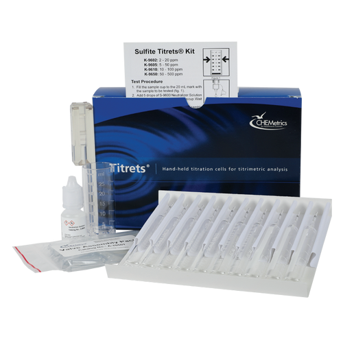 K-9605 | Chemetrics Sulfite (free) - Titrets Titration Cells (5-50 ppm as SO3)