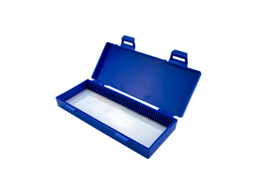 258-6025-B30 | Caplugs Evergreen Heavy-Duty Slide Storage Mailing Boxes with Foam Lined Base, 25 Slides, Polypropylene Co-Polymer, Blue