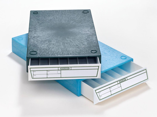 258-4202-B10 | Caplugs Evergreen Cassette Drawers with ID Labels, 400 Tissue/Biopsy Cassette Capacity, Polystyrene, Blue