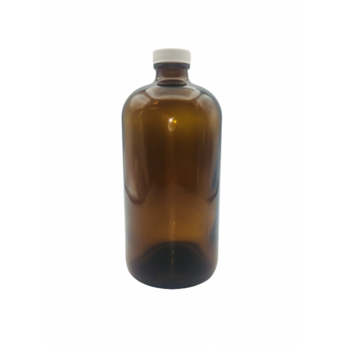 05-32BRT123 | Greenwood Bottles, Boston Round, Glass, Amber, 32oz/960mL, 33-400, Assembled with PTFE Lined Caps, Certified (12/PAK)