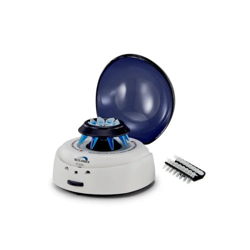 914031419999 | Scilogex SCILOGEX EZee Mini Centrifuge, Blue Lid, c/w 8 x 2ml rotor & 2 x PCR8 rotor & 19400029/19400026 0.2/0.5ml rotor adapters, 100-240V, 50/60Hz, US Plug
