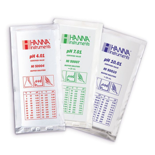 HI770710C | Hanna Instruments pH 7.01 and 10.01 Calibration Buffer Sachets (10 x 20mL, 5 Each)