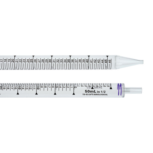 229030B | Celltreat 50mL Serological Pipet, Individual Paper/Plastic Wrapper Packed in Bags, Sterile (100/PK)