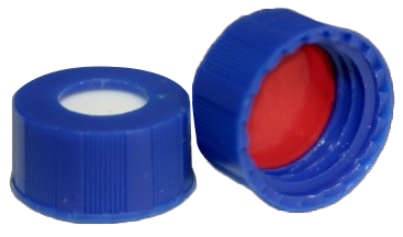 CS-100060 | AFP 2 mL, 9 mm Blue Screw Cap, Red PTFE/ White Silicone 0.040 Thickness, Hardness 60 Shore A, Value, 100/PK