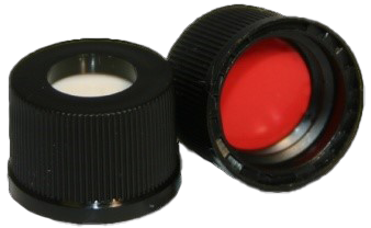 CS-100024 | AFP 2 mL, 10-425 Black Screw Cap, Red PTFE/White Silicone 0.060 Thickness, 100/PK