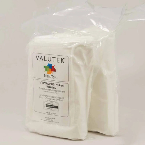VTPNWPHSI90R-99 | Valutek 90% IPA / 10% DI H20, Polyester Wiper, Pressure Heat Seal, 9" x 9" Refill Bag (600/CS)