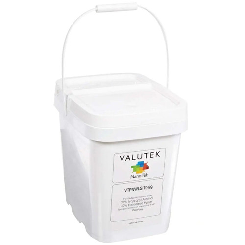 VTPNWLSI10-99 | Valutek 10% IPA / 90% DI H20, Polyester Wiper, Laser Seal, 9" x 9" Pail (300/CS)