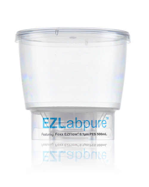 116-2113-FLS | Foxx Life Sciences EZLabpure Sterile Disposable Bottle Top Vacuum Filters w/ 0.1 µm PES Membrane for Mycoplasma Removal, 500 mL (24/CS)