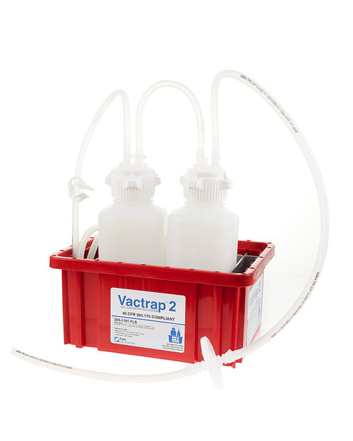 305-1101-FLS | Foxx Life Sciences Vactrap 2 System, Shatterproof 1+1 L Aspirator Bottle Assembly, Bleach Compatible HDPE, 1 L Bottle w/ 1 L Overflow Bottle & Inline Vent Filter