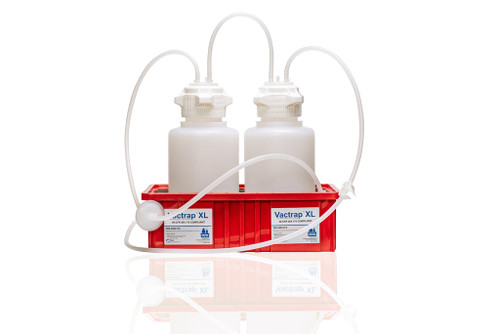 305-4403-FLS | Foxx Life Sciences Vactrap Round XL, 4L + 4L, PP, RED BIN, 1/4" ID TUBING