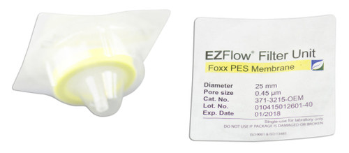 371-3215-OEM | Foxx Life Sciences EZFlow Sterile Polyethersulfone (PES) Syringe Filters, 0.45 µm Membrane for Clarification or Prefiltration, 25 mm (100/PK)