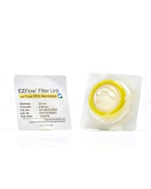 371-3415-OEM | Foxx Life Sciences EZFlow Sterile Polyethersulfone (PES) Syringe Filters, 0.45 µm Membrane for Clarification or Prefiltration, 33 mm (100/PK)