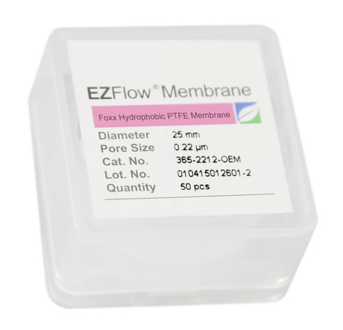365-2212-OEM | Foxx Life Sciences EZFlow PTFE Hydrophobic Membrane Filters, 0.22 µm, 25 mm Diameter Filter Discs (50/PK)