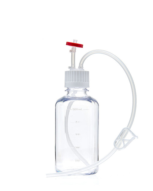 438-0005-FLS | Foxx Life Sciences EZBio Single Use Media Bottle Assembly, 500 mL Sterilized Polycarbonate (PC) Bottles, 38-430 mm VersaCap w/ Vent and Dip Tube (10/CS)