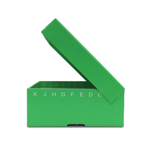 R2781-G | MTC Bio FlipTop™ Carboard freezer box w/ attached hinged lid, 2 inch, 81-place, green, 5/pk