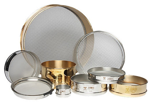 4844 | W.S. Tyler 8" Full Height Brass Frame/Stainless Steel Cloth Sieve, No. 325 (45 um)