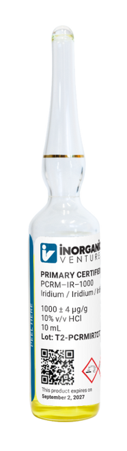 PCRM-IR-1000 | Inorganic Ventures 1000 ug/g Ir solution standard in 10% v/v HCl 5x10ML AMPOULES