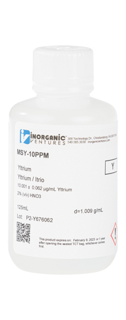 MSY-10PPM-125ML | Inorganic Ventures 10ug/mL YTTRIUM 125mL