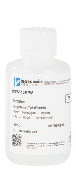 MSW-10PPM-125ML | Inorganic Ventures 10ug/mL TUNGSTEN 125mL
